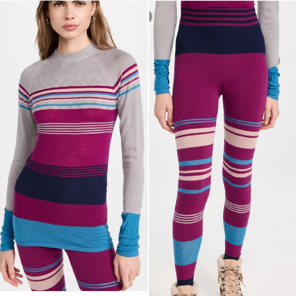 Set-Sweaty Betty Merino Wool Pattern Base Layer Set Leggings and Top